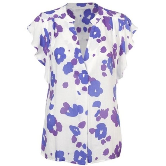 CAbi Tops - Cabi Violet Floral Top Spring 2021 #5896